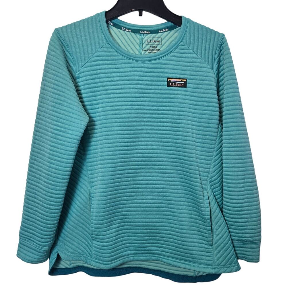 L. L. Bean Airlight Ribbed Knit Pullover Crew Neck Women's SMALL teal